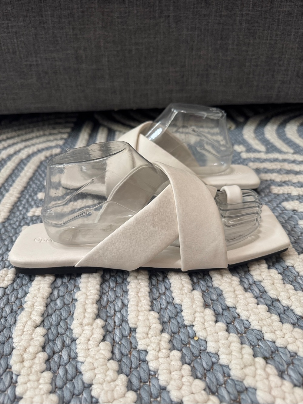 Open Edit White Toe Ring Slide Sandals Women's Size 10M Minimalist Slide
